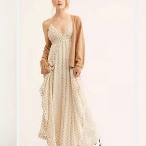 NWT Free People Metallic Dot Meredith Small Maxi Dress